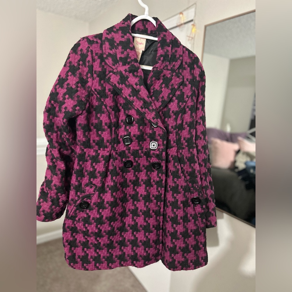 Candies Juniors Large Fuchsia and Black Pea Coat